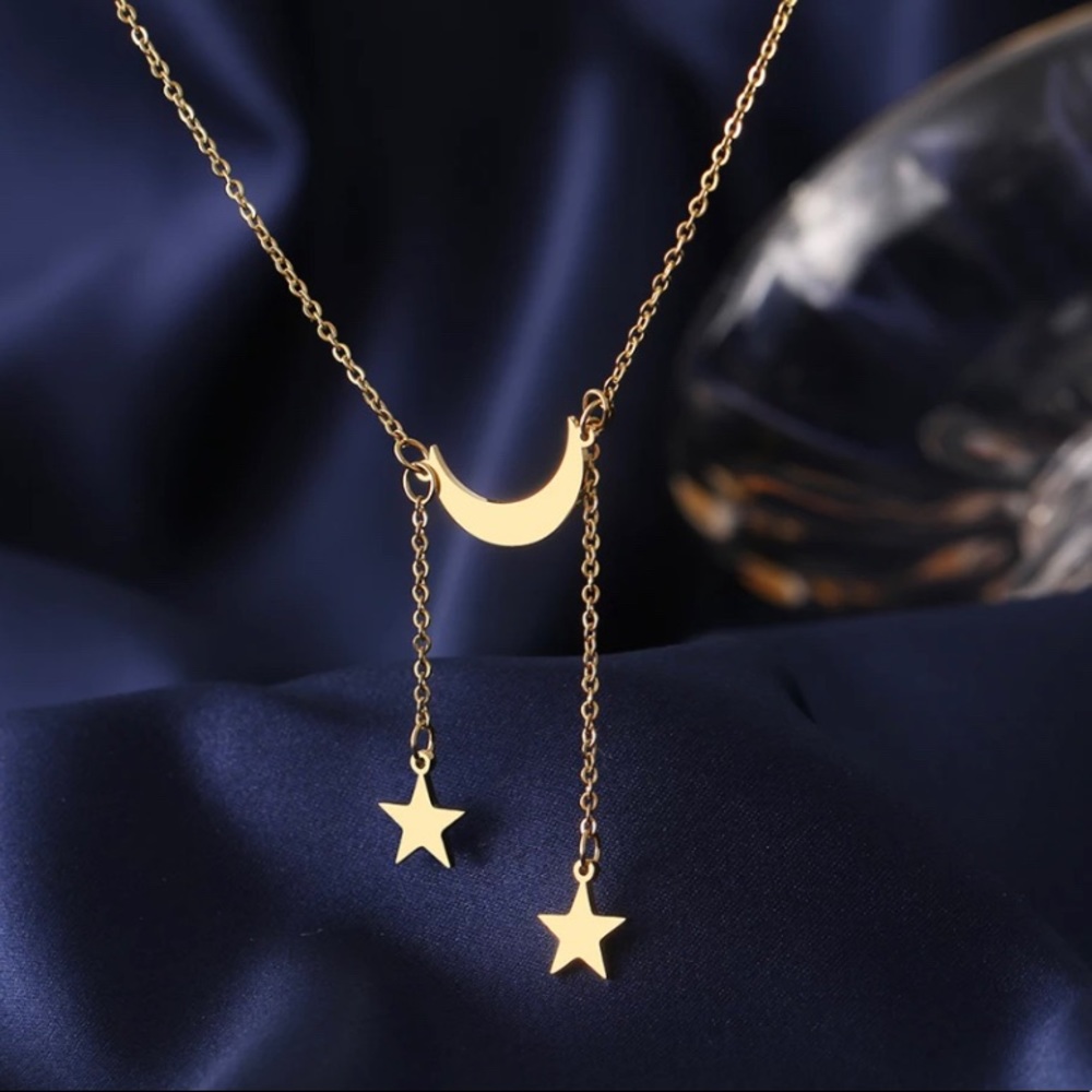 Feel Stylish & Bright |Moon and Stars Stainless Steel Necklace Accessory…